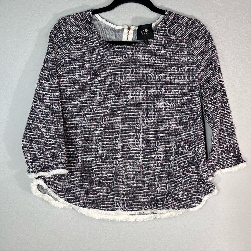 W5 Gray 3/4 Sleeve Crew Neck Top